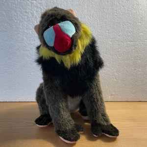 Vintage K & M International Mandrill Baboon Plush Monkey Stuffed Animal 14" Toy